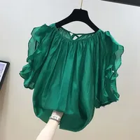 2024 New Elegant Fashionable Versatile Chiffon T-Shirt For Women Sweet Age-Reducing Short Sleeves Top Summer Plus Size