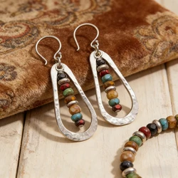 Boho Water Drop Shape Vintage Dangle Earrings With Colorful Beads Women's Earrings Wedding Party Jewelry Gift