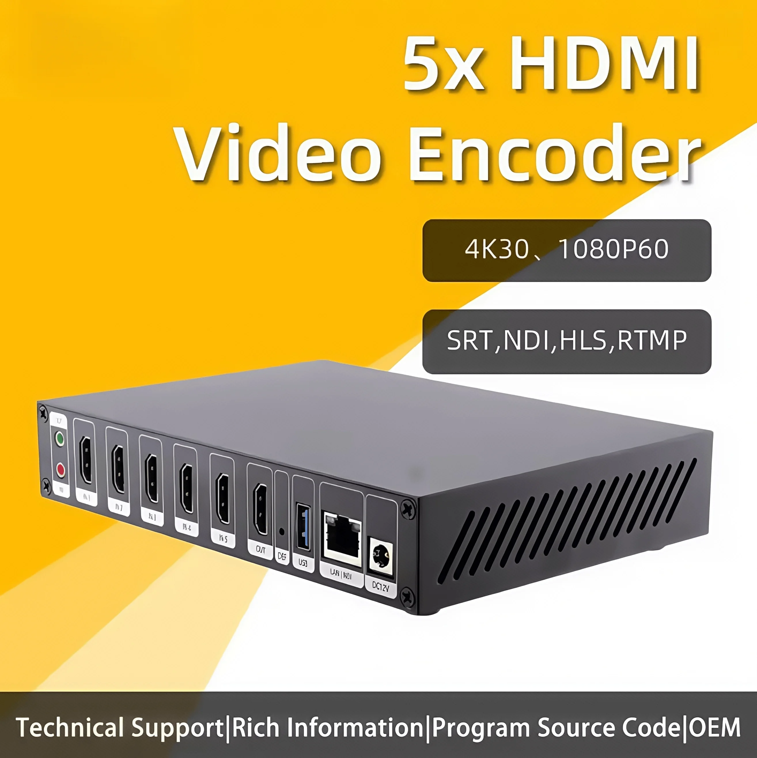 

[ENC5V2] 5-канальный декодер HDMI 4K SRT NDI RTMP HD прямая трансляция