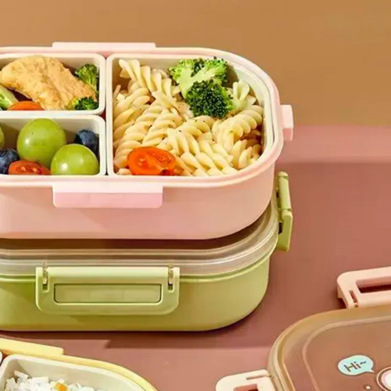 Cartoon Lunch Box Microwave Safe Leakproof Portable Rectangular Bento Box for Kids Students Office Home Picnic