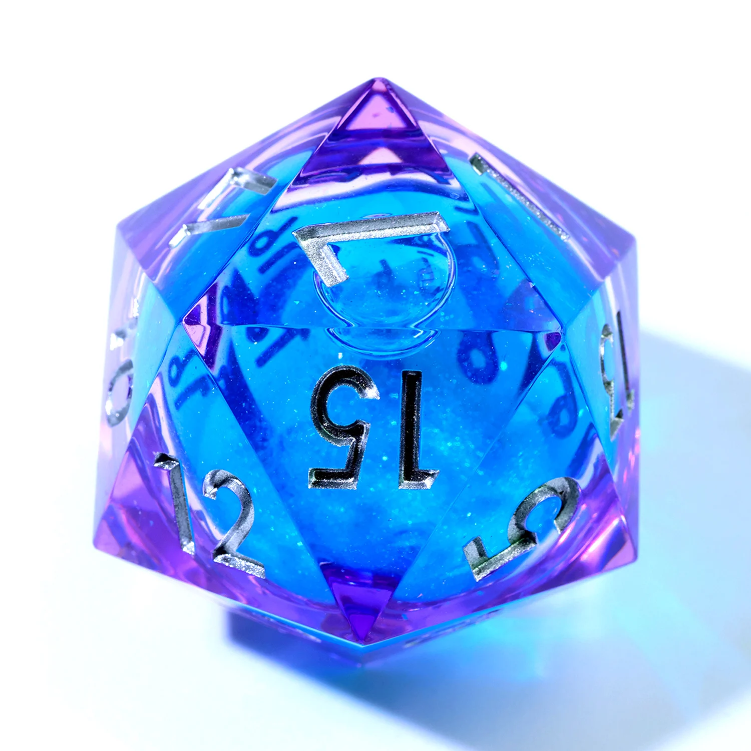 

33MM Large D20,Blue Purple RPG D20 Dice DND Gift,Resin Sharp Edge DND Dice Set For Role Playing Table Game Board Games-Liquid 4