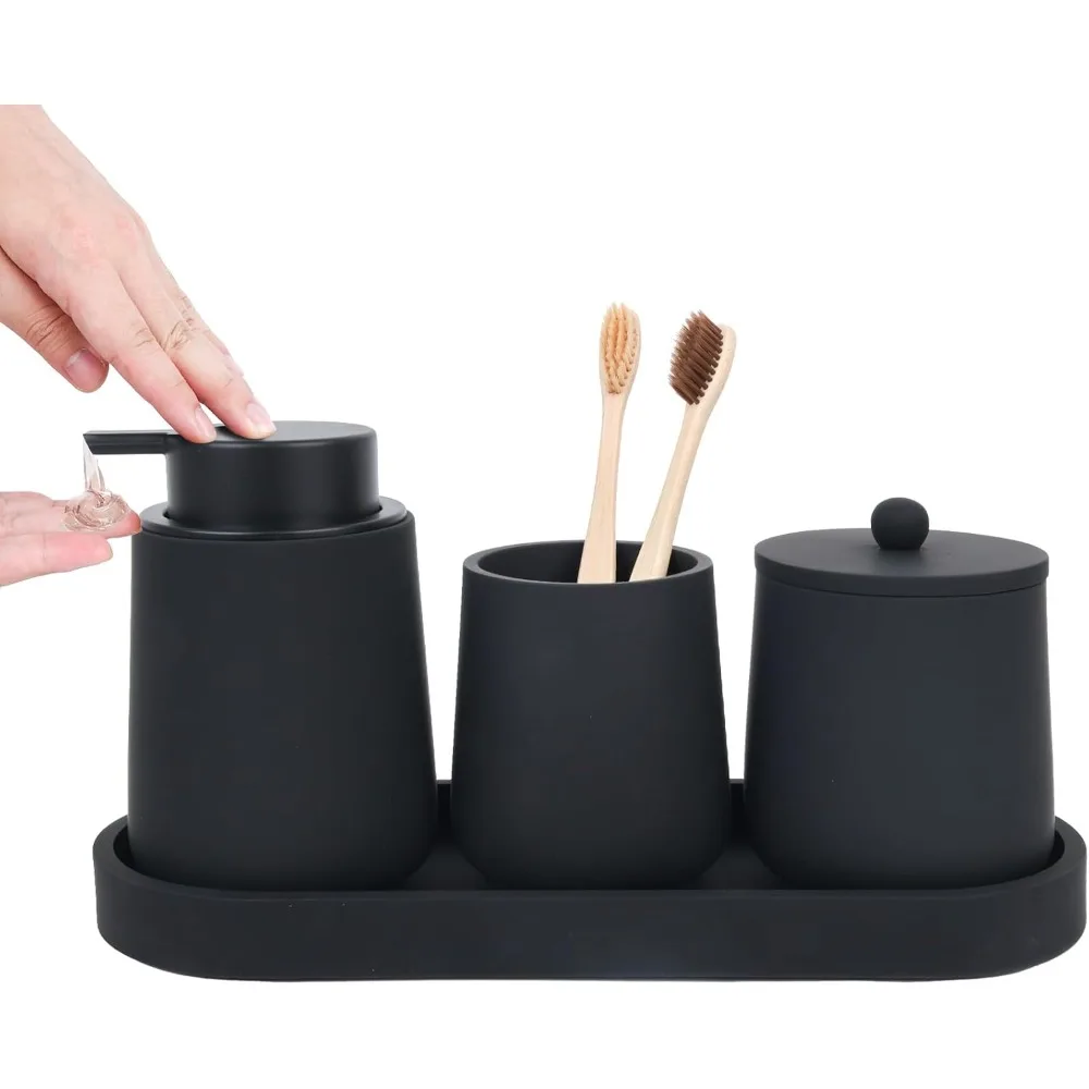 

Черный набор аксессуаров для ванной комнаты — наборы аксессуаров для ванной комнаты из 4 предметов с держателем для зубных щеток, дозатором для лосьона и мыла, держателем для кончиков бумаги