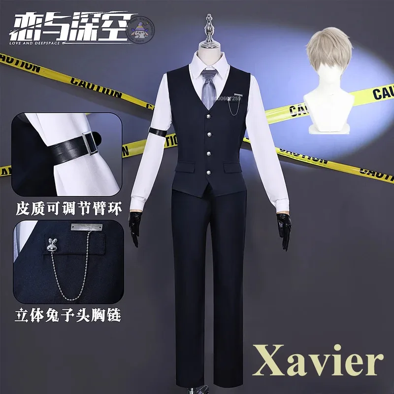 

Love and Deepspace Xavier Cosplay Costume Wig Boyfirend Bunny Deacon Suit Game Role Play Outfit Men Halloween Party Clothing