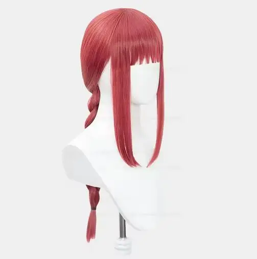 High Quality Anime Chainsaw Man Makima Cosplay Wig Long Rose Red Heat Resistant Synthetic Hair Halloween Role Play Wigs + WigCap