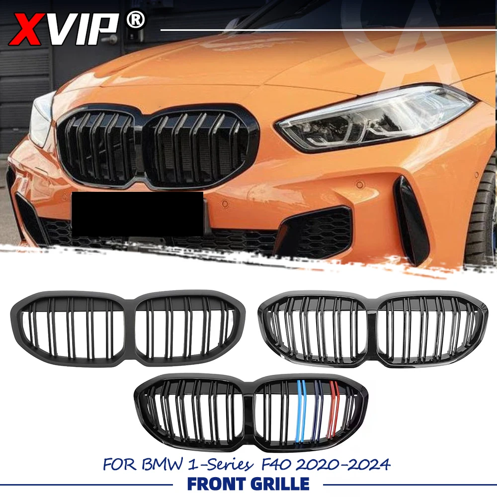 

Решетка радиатора XVIP Double Line Style для BMW 1-й серии F40 2020-2024, глянцевая черная, замена передней решетки бампера