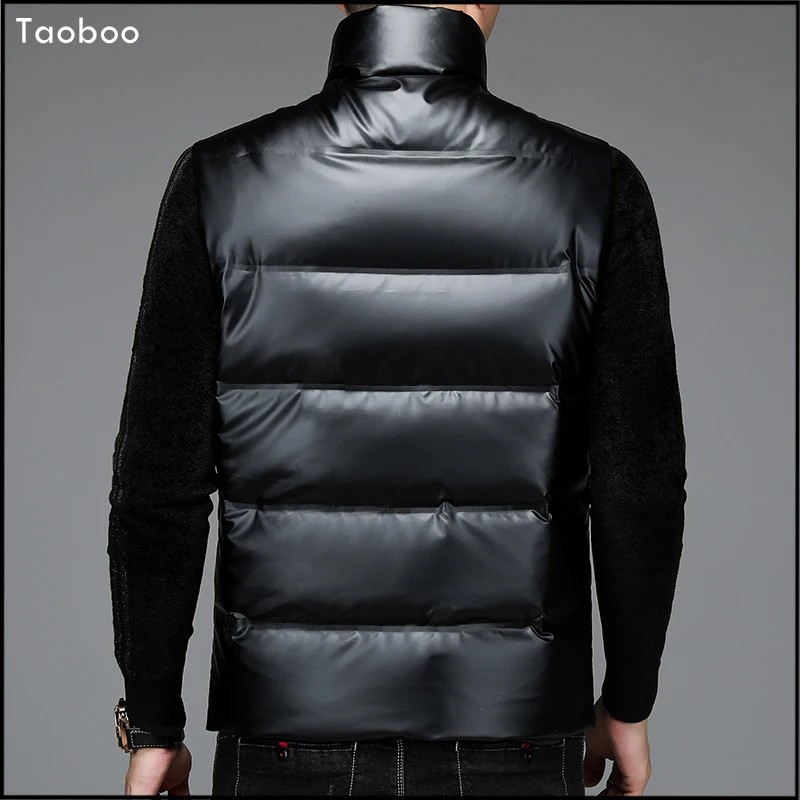 Taoboo Black Stand Collar Vests Man\'s Fashion Zipper  Down Jackets Men\'s winter jacket Elegant Autumn Winter Short Vests puffer