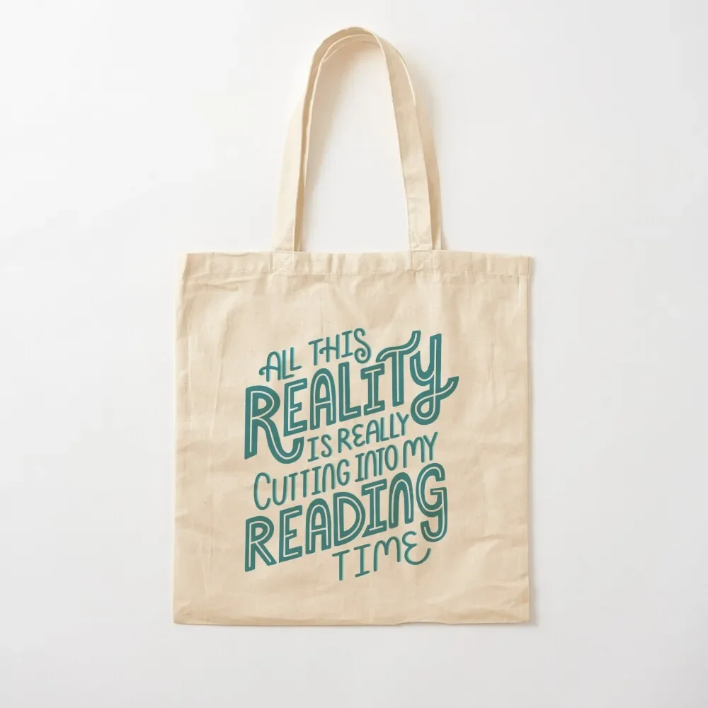 

Reality Vs. Reading Book Nerd Quote Lettering Tote Bag shopping bag logo Cloth bags personalized tote bag