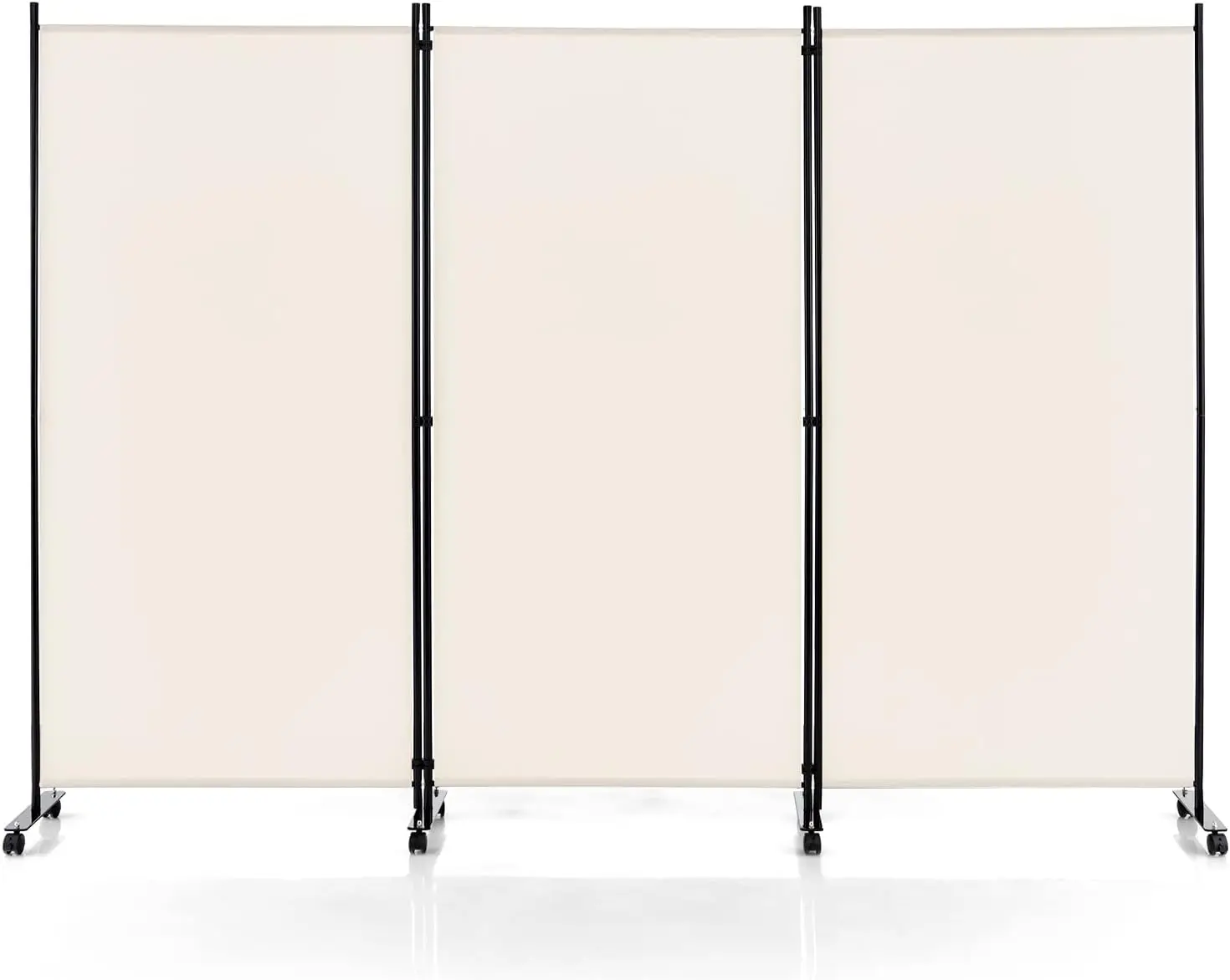 Ldaily 3 Panels Folding Privacy Screen, 6Ft Tall Room Divider With Metal Frame & Wear-Resistant Fabric, Freestanding Partition