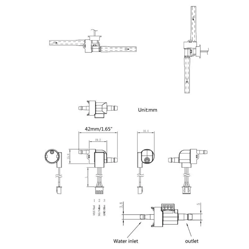 R9UF Waterstroomsensor Meet Hall Effect Controle Flowmeter Drinkschakelaar Vloeistof