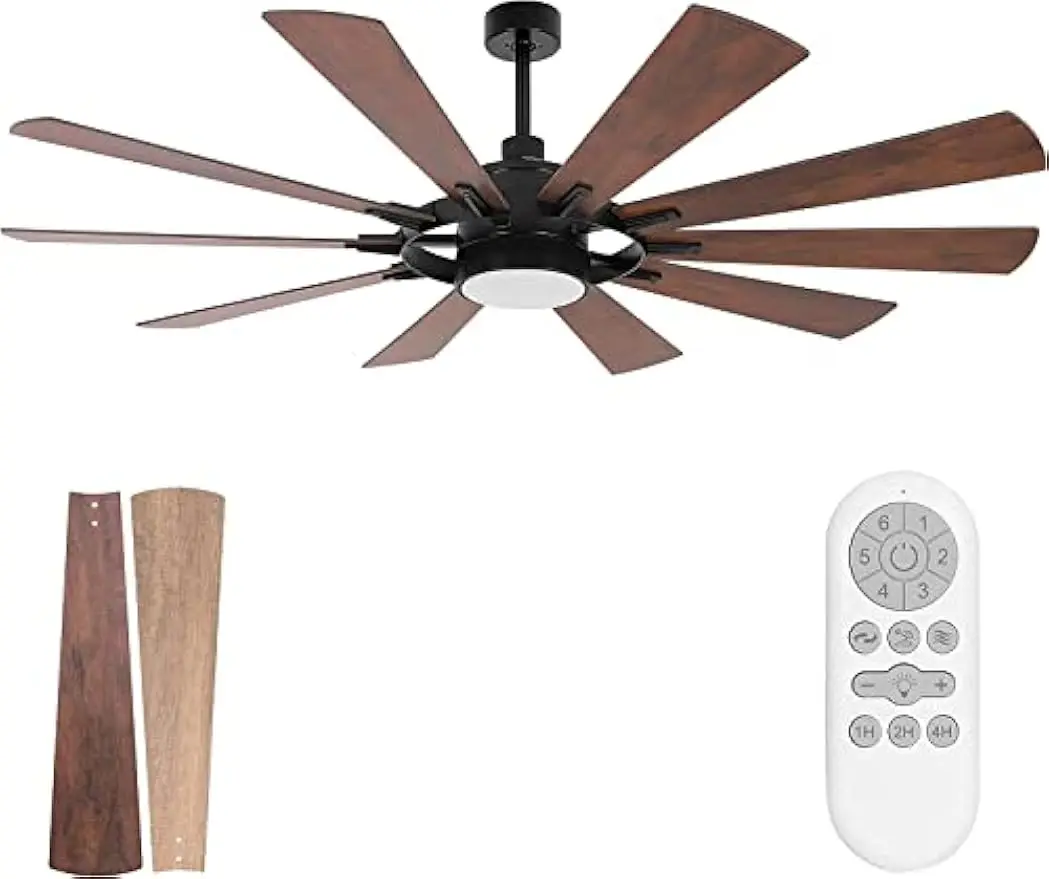 

Ceiling Fan with Light and Remote 65 inch Farmhouse Large Ceiling Fan, Reversible Motor and Blades, 5CCT Selectable, fo