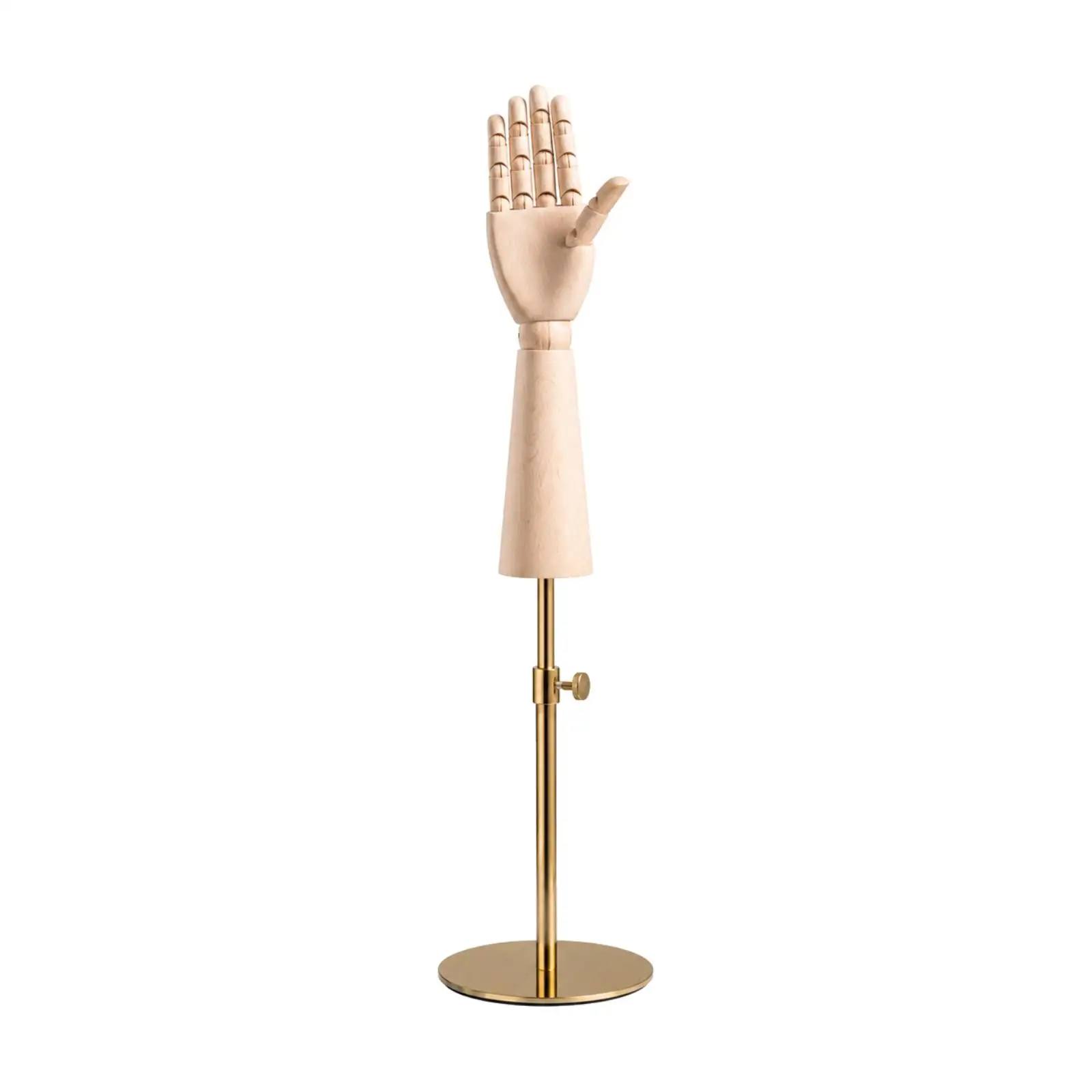 Wooden Hand Model with Fully Articulated Wrist and Fingers for Jewelry Store Display Stand Adjustable