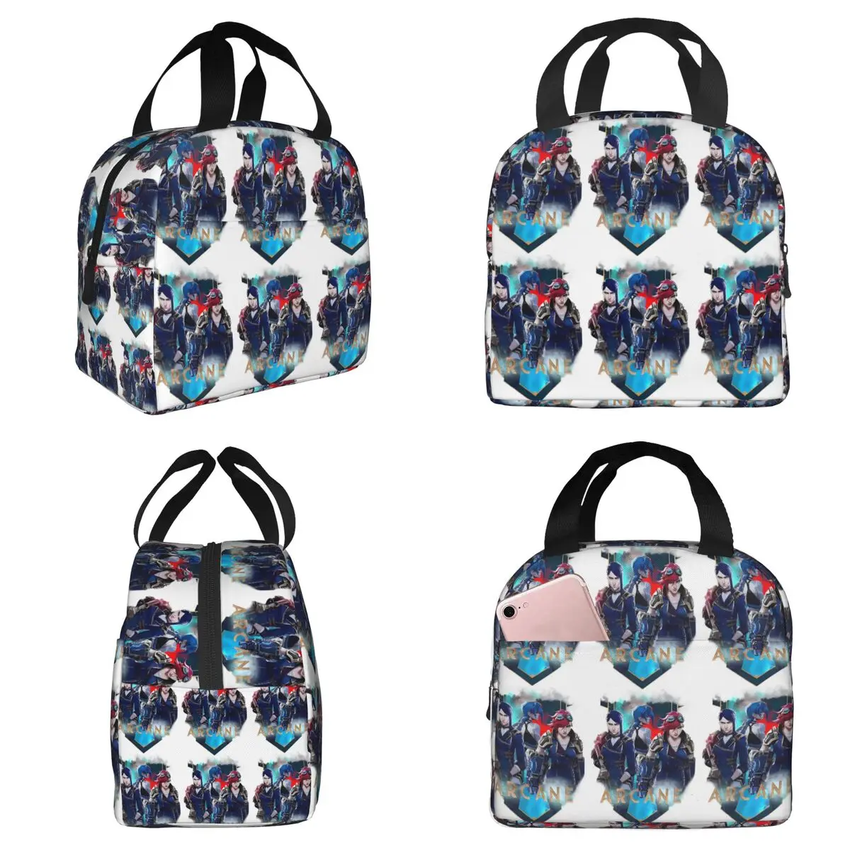 

Arcane Anime Vi Jinx Insulated Lunch Bag for Kids School Cooler Thermal Food Box Tote Leakproof Lunch Boxes Container