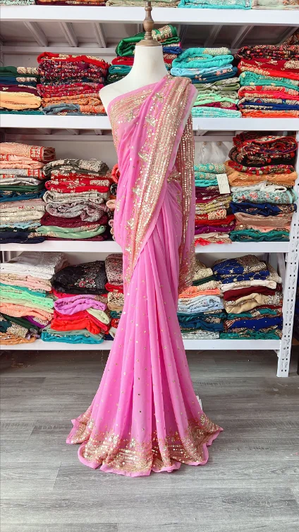 India Imports Nail Bead Sari Clothing Nepal 6-meter Large Sari