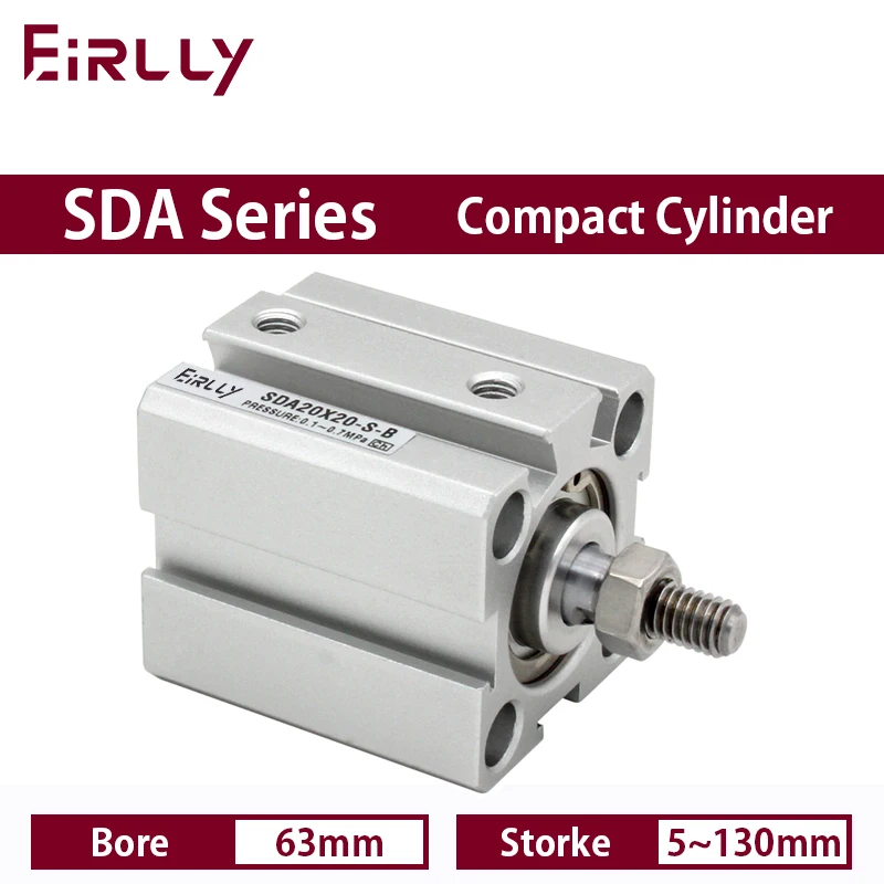 

SDA63-B air pneumatic cylinder SDA63x50-B double acting compact cylinder Bore63 mm stroke 5-100mm male thread