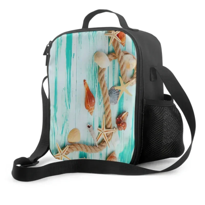 

Sea Shell With Shells And Snails Insulated Lunch Bag for School Work Picnic Nautical Ocean Sea Theme Tote Lunch Box Containers