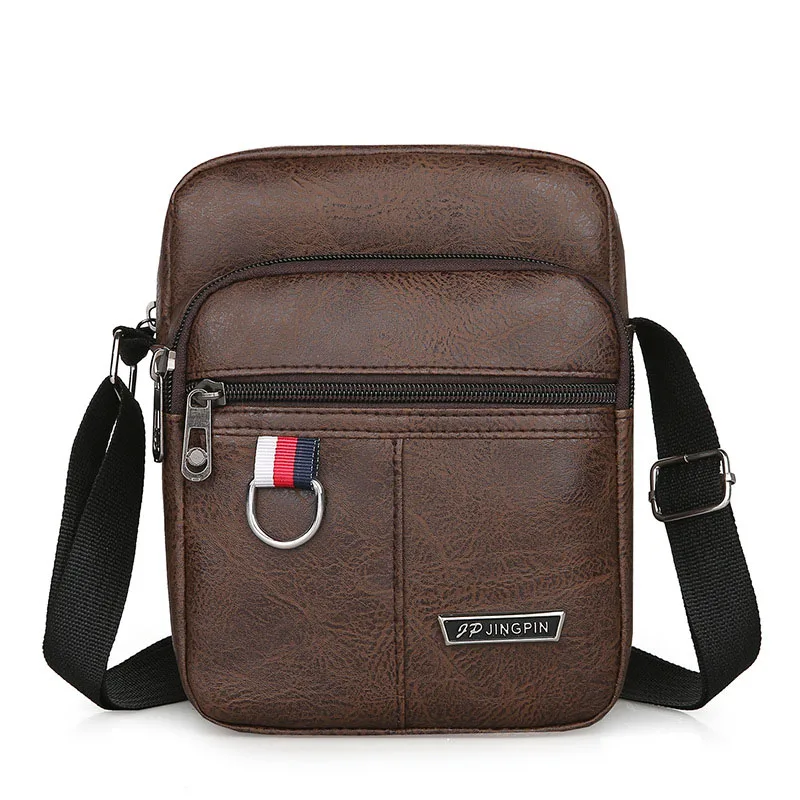 Bolso cruzado Vintage de marca de lujo para hombre, bandolera de cuero para bolsos de hombre, bandolera de negocios marrón y negro, bolso lateral