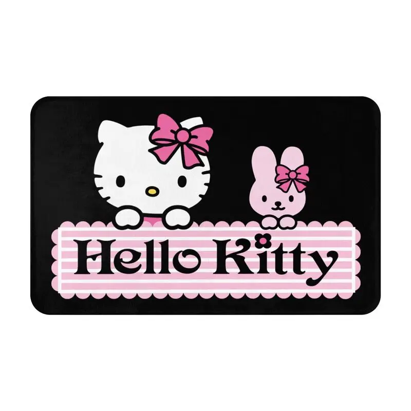 Custom Cartoon Anime Hello Kitty Front Door Mat Anti-Slip Indoor Quick Dry Doormat Floor Bath Entrance Rug Carpet