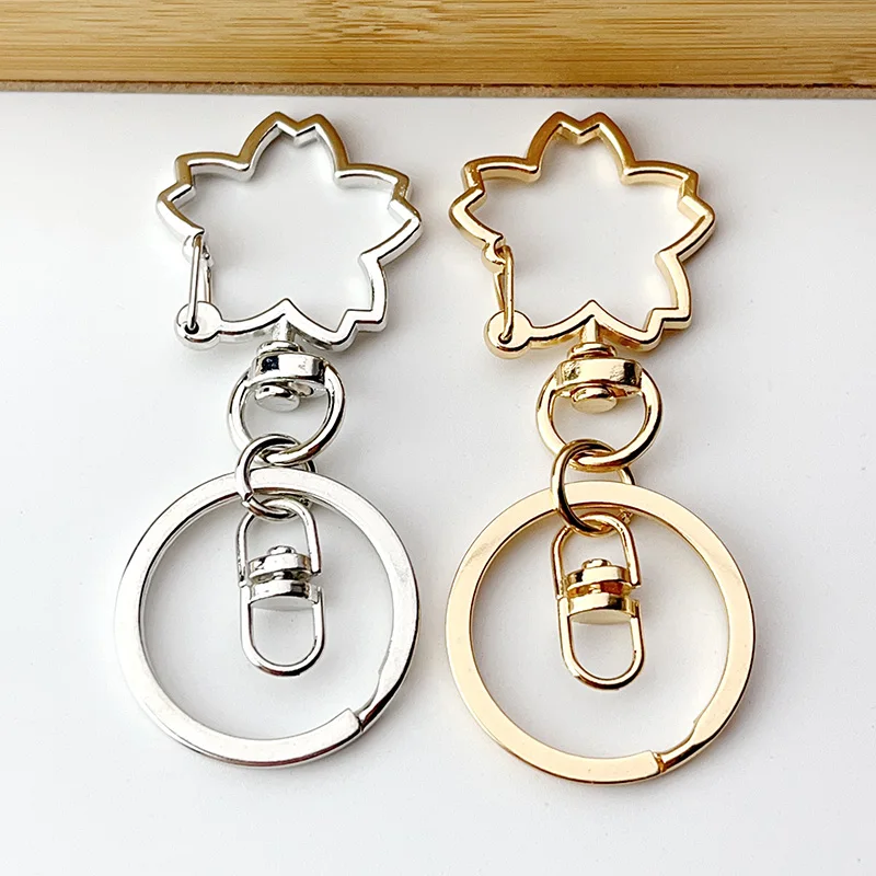 Sakura Star Keychain Three Piece Set Metal Keychain Ring Handmade Creative Keychain Pendant Bag Accessories Pendant Chain