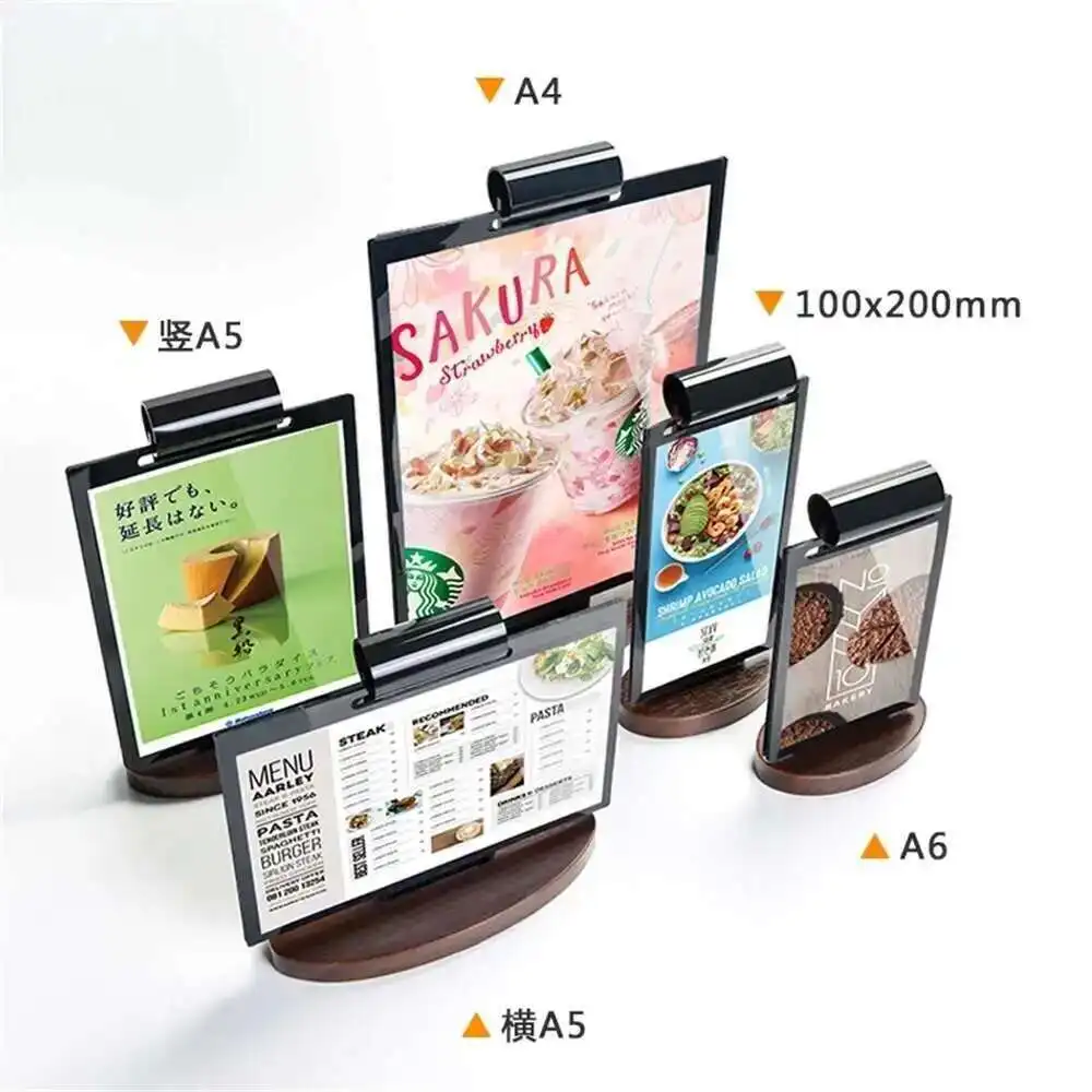 A5 Page Turning Menu Paper Holder Stand Menu Listing Sign Display Frame For Restaurant Hotel Coffee Shop