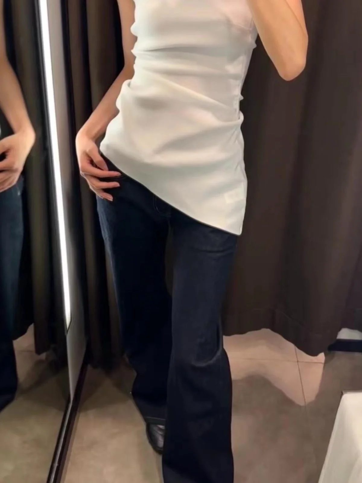 Primavera Estate Nuovo Asimmetrico ex Svel Bal Tube Top da donna Faion Pieghettato Cool Sle Slim Fit Poliestere Tirt