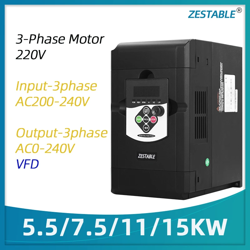 Variable Frequency Drive 5.5/7.5/11/15KW Input 3phase 220V Output 3phase 220V Three-phase Motor Speed Controller VFD Inverter