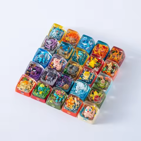 Pokemon Gengar Pikachu Charizard Eevee Custom Resin Micro Transparent Key Cap Mechanical Creative Single Computer Keyboard Cap
