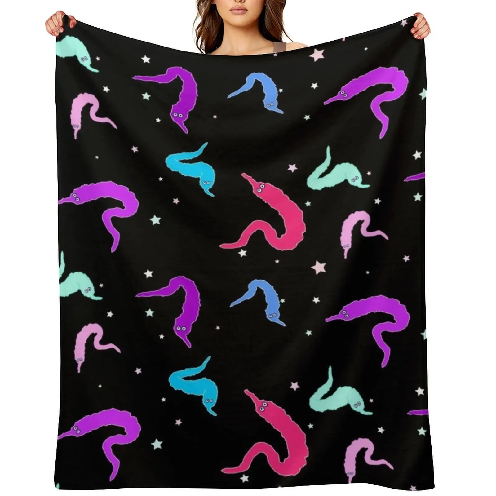 

Worms in Space Throw Blanket Bed covers wednesday Bed Quilt Blankets