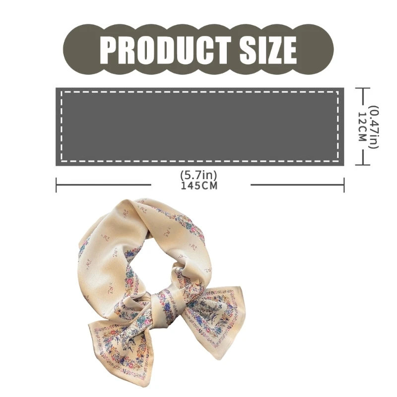 652F Bloemprint Lang lint sjaal modehoofdbanden nekkleding voor dames stijlvolle haarlint decoratieve accessoires