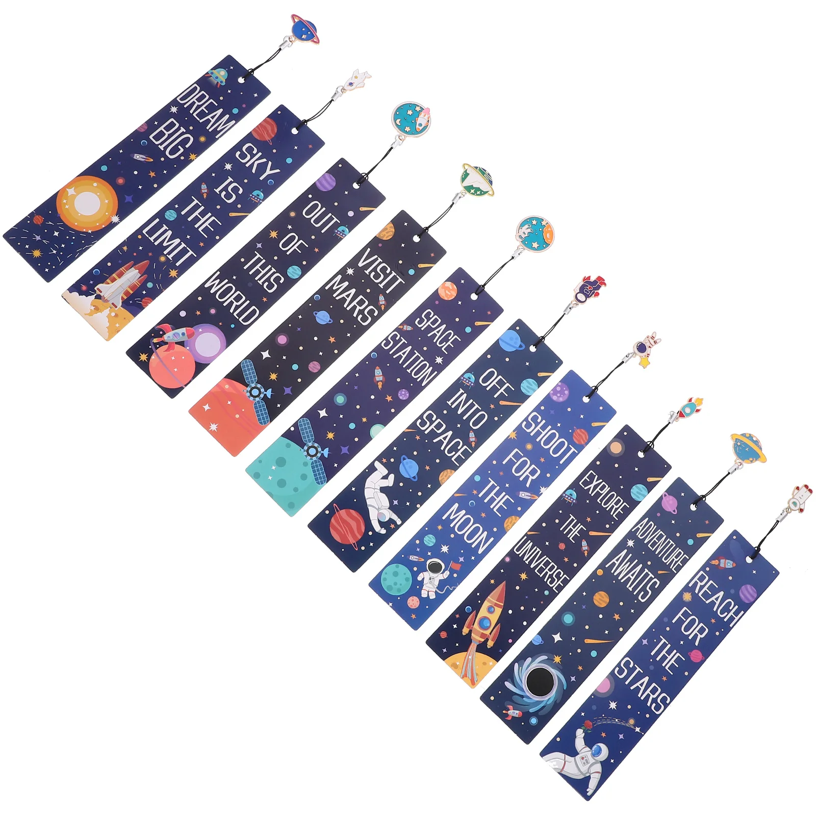 10 Pcs Space Bookmark Party Favors Decorations Bookmarks for Boys Themed Gifts Cool Men Kids