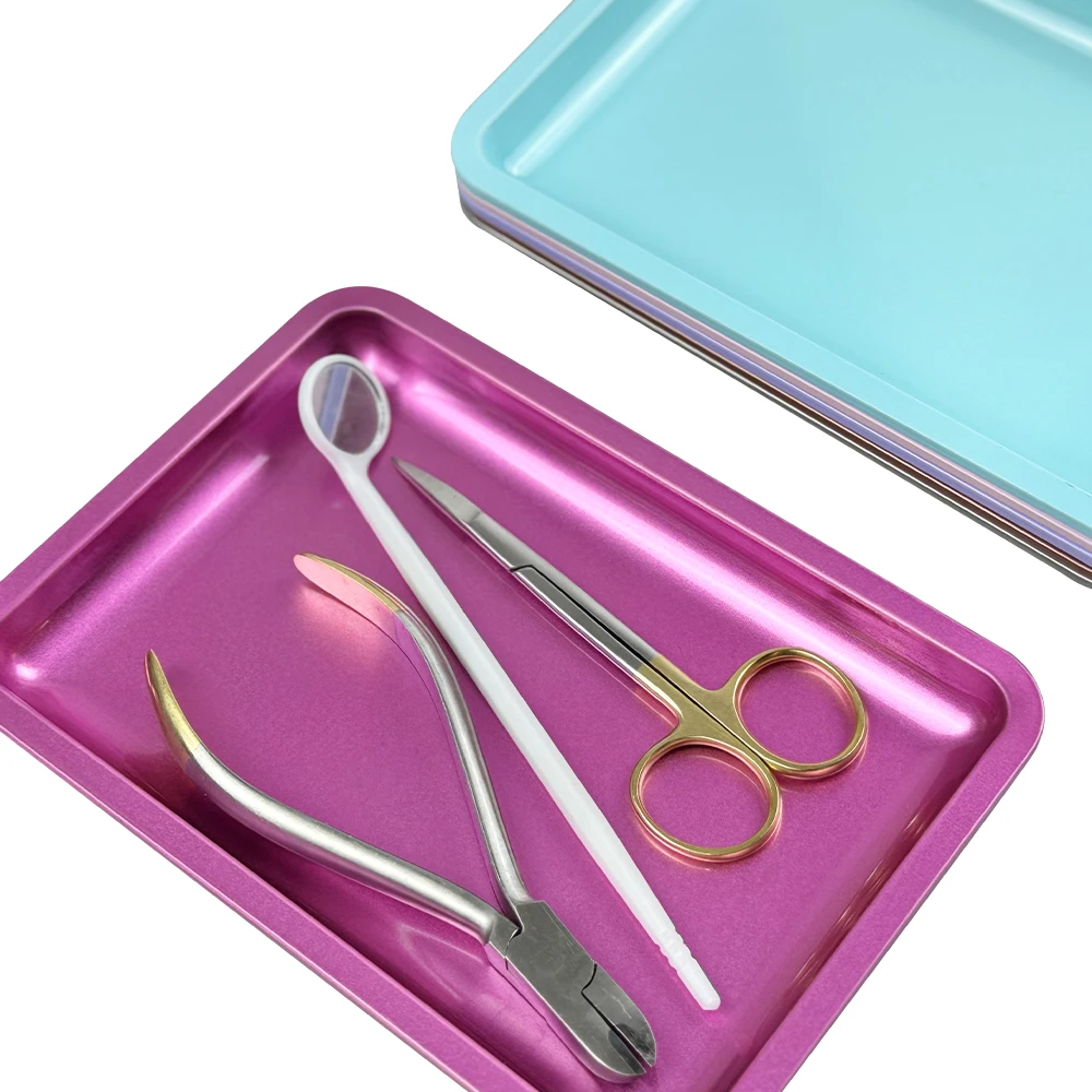 10Pcs Stainless Steel Square Storage Tray Dental Medical Tools Nail Tattoo Art Equipment Plate Dentistry Surgical Placement Box view 6