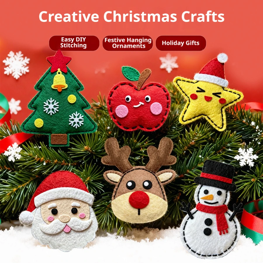 DIY Kids Sewing Fun Kit Halloween Christmas Felt Craft Easy Stitching Hanging Accessories Creative Handmade Toy Holiday Decor