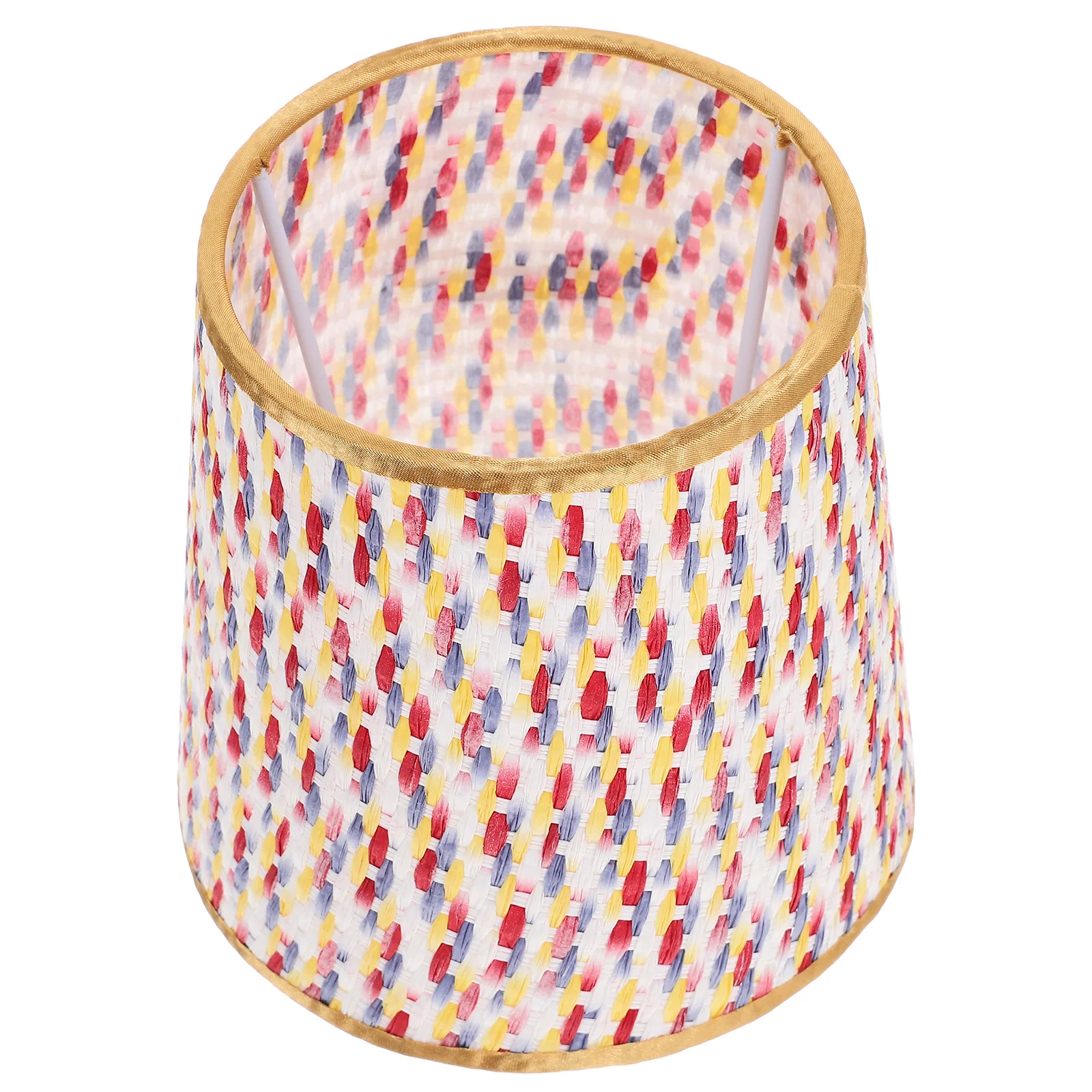 

Pvc Fabric Lampshade Shell Bedroom Colorful Woven Tapered Household Chandelier Girl Light Covers Iron Table Desktop