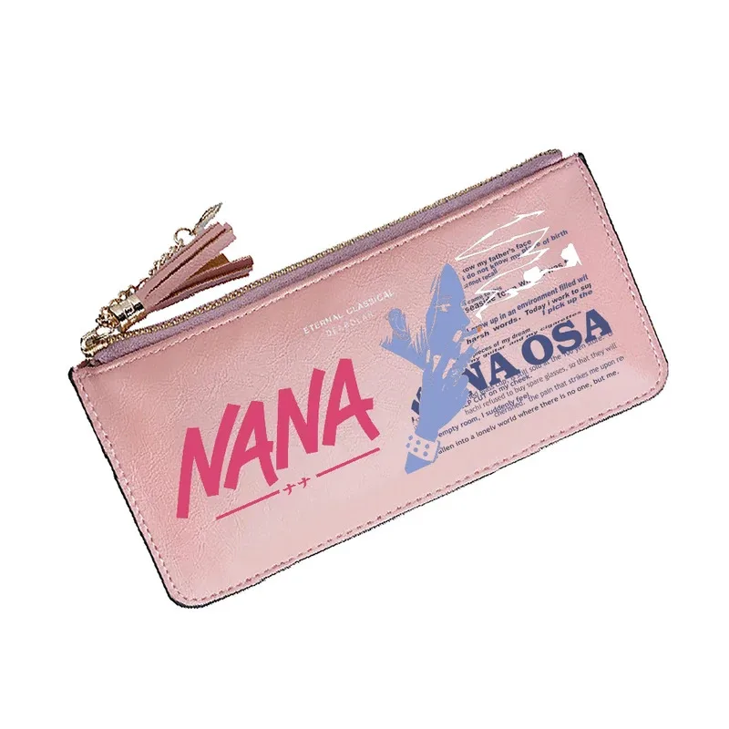 CyAnime NANA Women Pink Wallet Kwaii ID Card Holder Long Purse With Coins Pockets Pu Leather Money Bag Girls Phone Clutch Bag