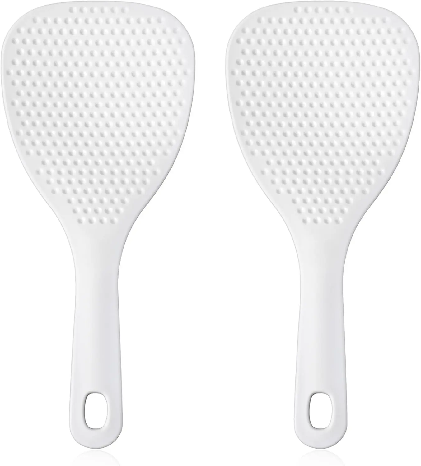 

2-Pack White Non-Stick Rice Paddles, 18.7cm Kitchen Utensils with Hanging Hole for Easy Storage