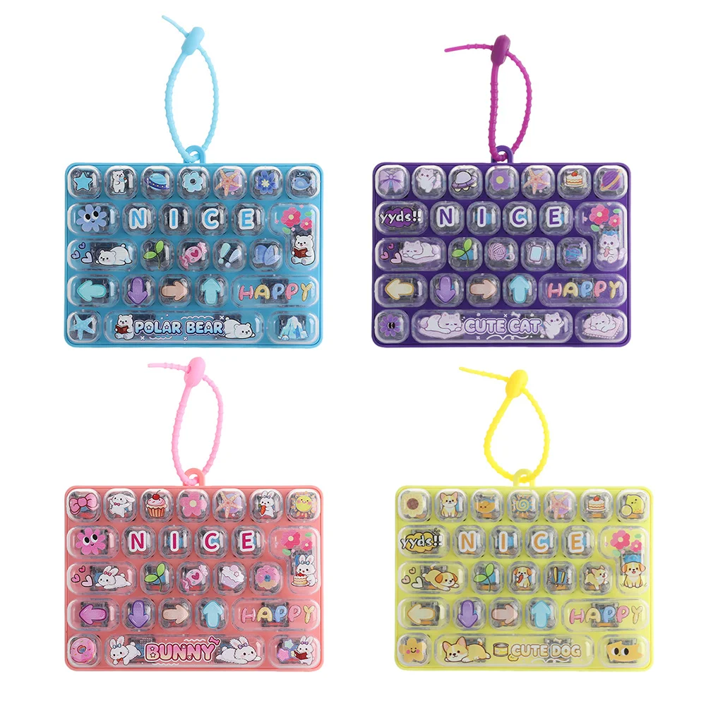 26 Keys Mechanical Keyboard Toy Cartoon Animal Patterns Clear Key Sounds Stress Relief Fidget Toy Creative Gift Toy