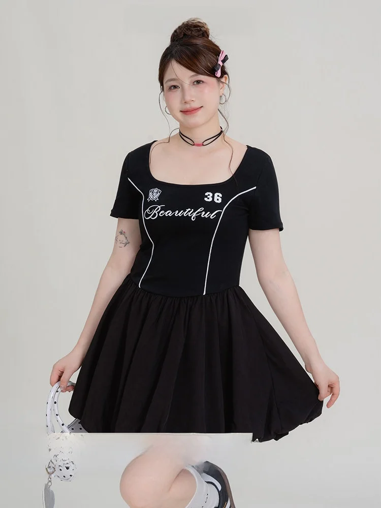 

Новая женская юбка больших размеров с буквенным принтом, летняя, приталенная, с цветочным узором, удобная, из полиэстера, для повседневной носки.