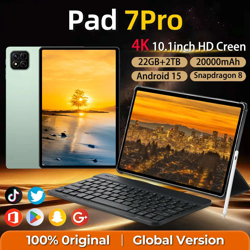 

NEW Original Pad 7 Pro Global Version Tablet PC 10.1 inch Android 15 20000mAh 22GB+2TB Snapdragon8gen3 Dual SIM WIFI 5G GPS Kids