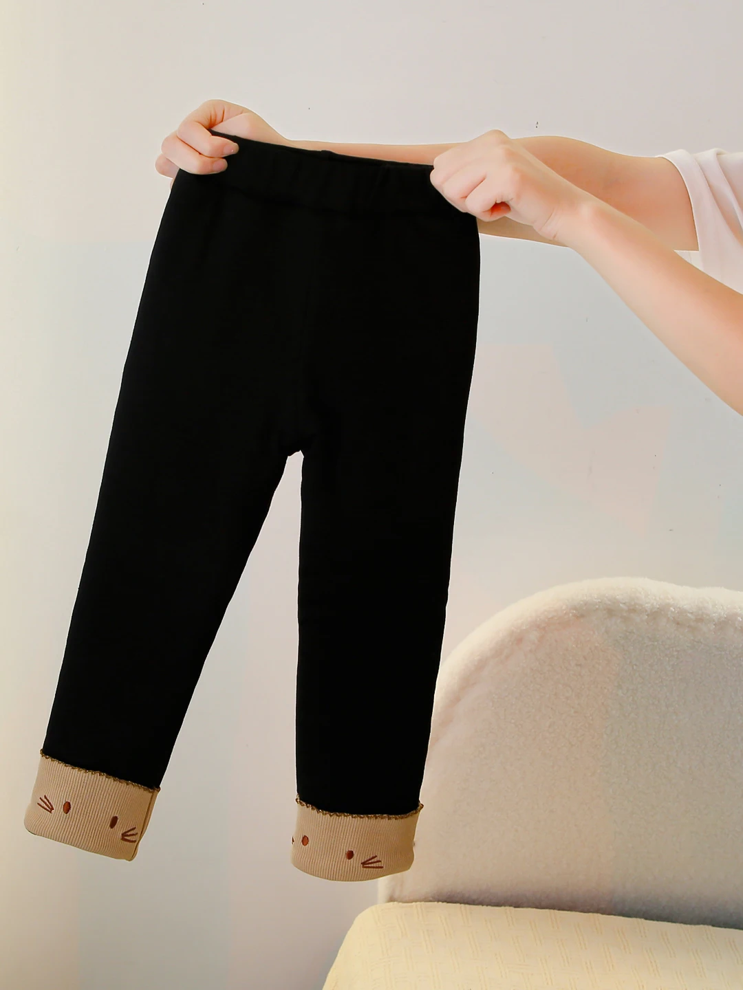 

Thiened Tee-Layer Comfortable Girls' Pants Winter New Sle One-Piece Fce Warm Outerwear Trendy Long Pants High Waist