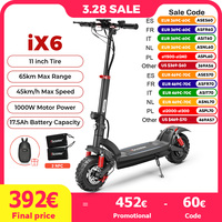 iScooter iX6 1000W Powerful Motor Electric Scooter 17.5Ah 45km/h Anti-skid Electric Kick Scooter 11 inch Off Road Scooters Adult