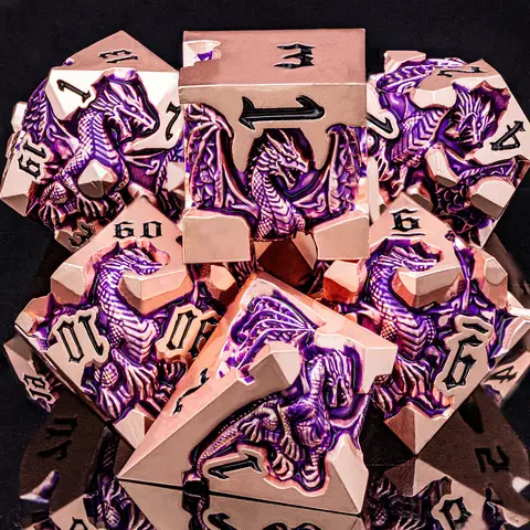 D6 Dragon DND Metal Dice Set Red Copper Purple D&D Dungeon and Dragon Pathfinder Role Playing Games Polyhedral D20 D and D Dice