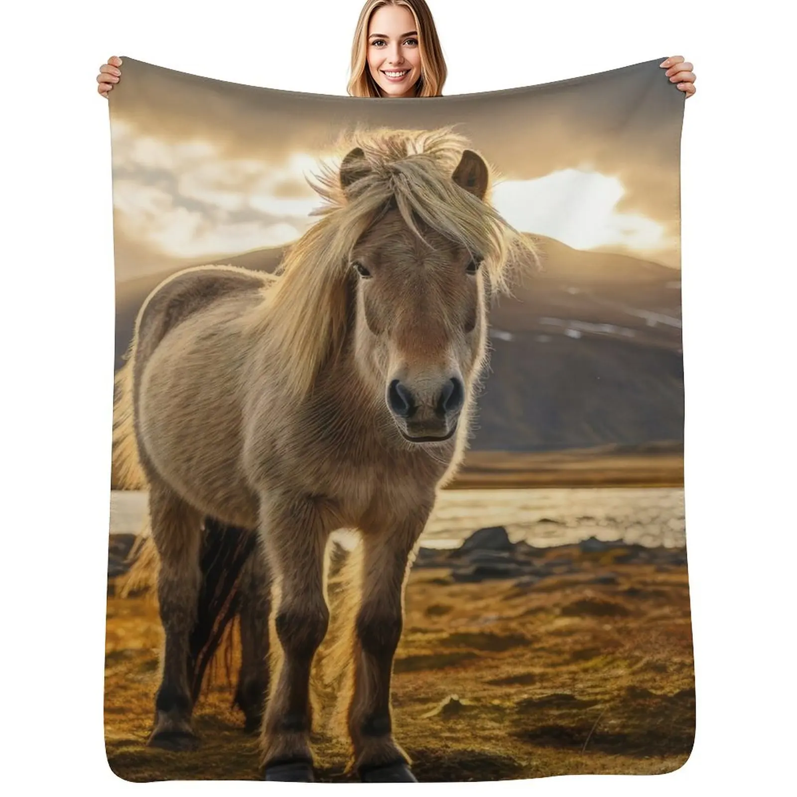 Norwegian Fjord Horse Throw Blanket Thin Soft Blanket for Summer Night Sleeping