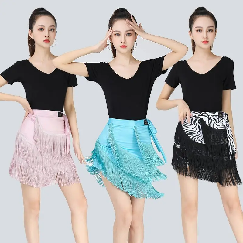 New Latin Dance Hip Scarf Adult Female Irregular Tassel Skirt Apron Latin Practice Dance Short Skirt One Skirt