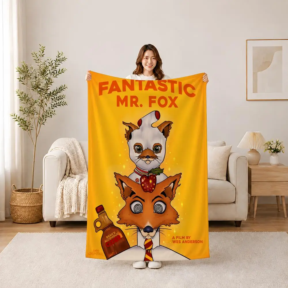 Movie The Fantastic Mr. Fox Throw Summer Flannel Blanket, Anti-Static Washable Shawl for Car Office Kids Nap