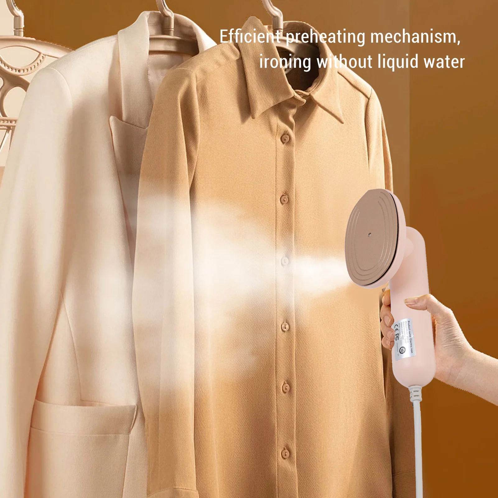 Portable Steam Iron for Clothes Wet and Dry Use Ti Panel Handheld Mini Ironing Machine with 60ml Water Tank for Travel