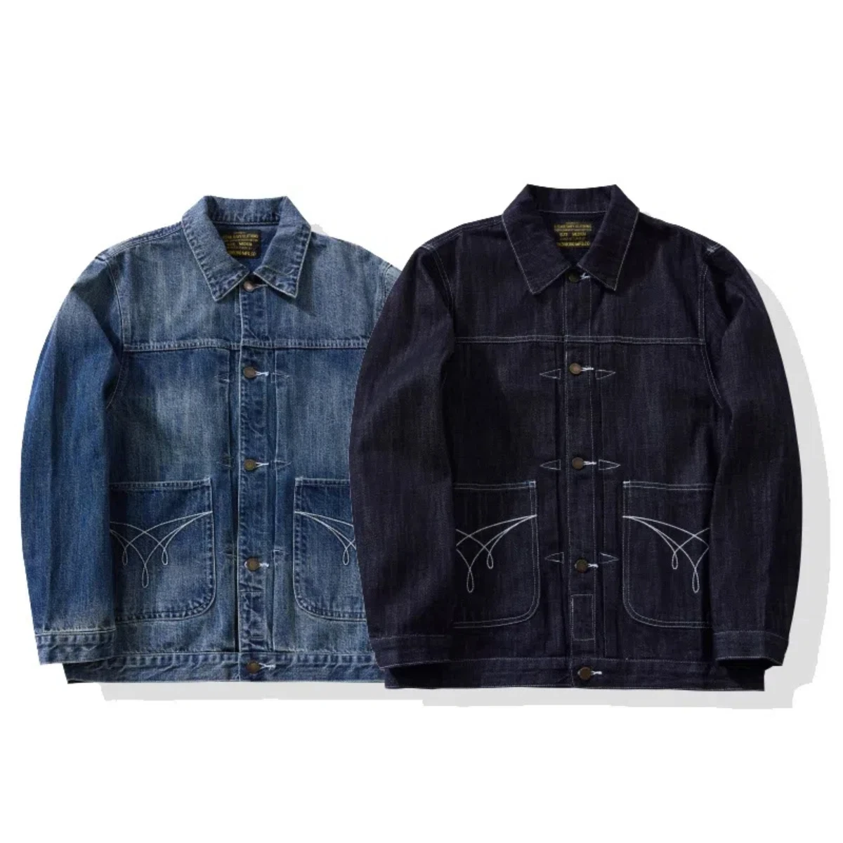 

Autumn Men's New Ami Kaji Original Color Bamboo Denim Jacket Retro Old Washed Dunkie Jacket