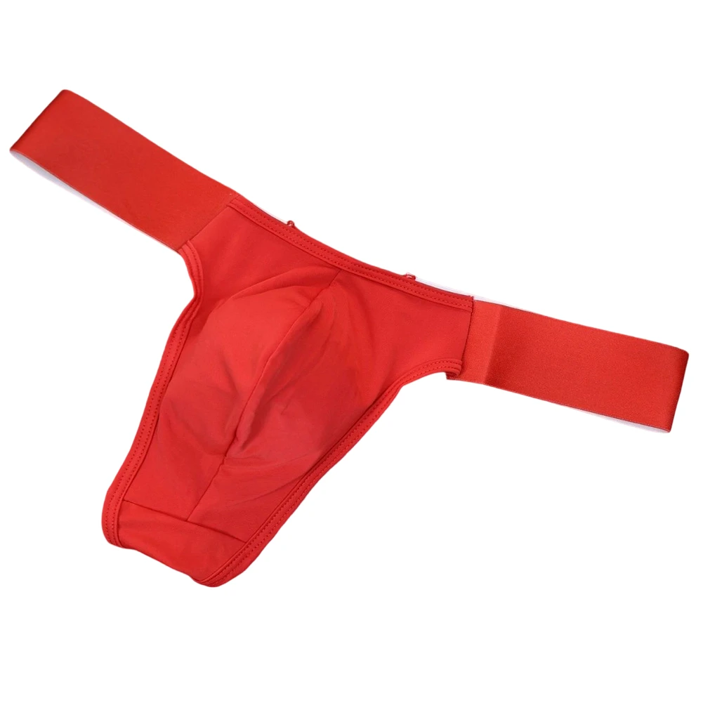 

Sexy Men Green Red Color Elastic Wide Belt Low Waist Thong Underwear U Pouch Sports Fashion Male G-String Panties