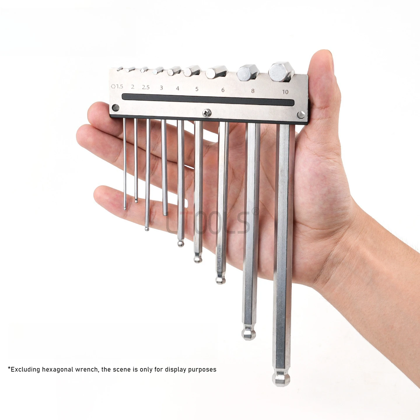 

Держатель шестигранного ключа, прочный металлический настенный кронштейн, стеллаж для хранения с несколькими спецификациями и отверстиями, крепежный винт, деревообрабатывающий инструмент, 1 шт.