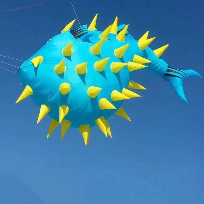 free shipping 5m puffer fish kite flying outdoor toys large air snakes kite buggy string shooter soft kites Inflatable toys fun