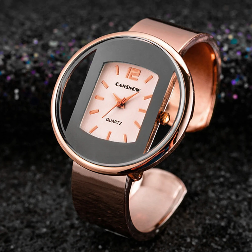 Gold Watch For Women 2023 New Luxury Bangle Sliver Fashion Bracelet Hollowed Dial Lady Quartz Wristwatches Gifts Zegarek Damski