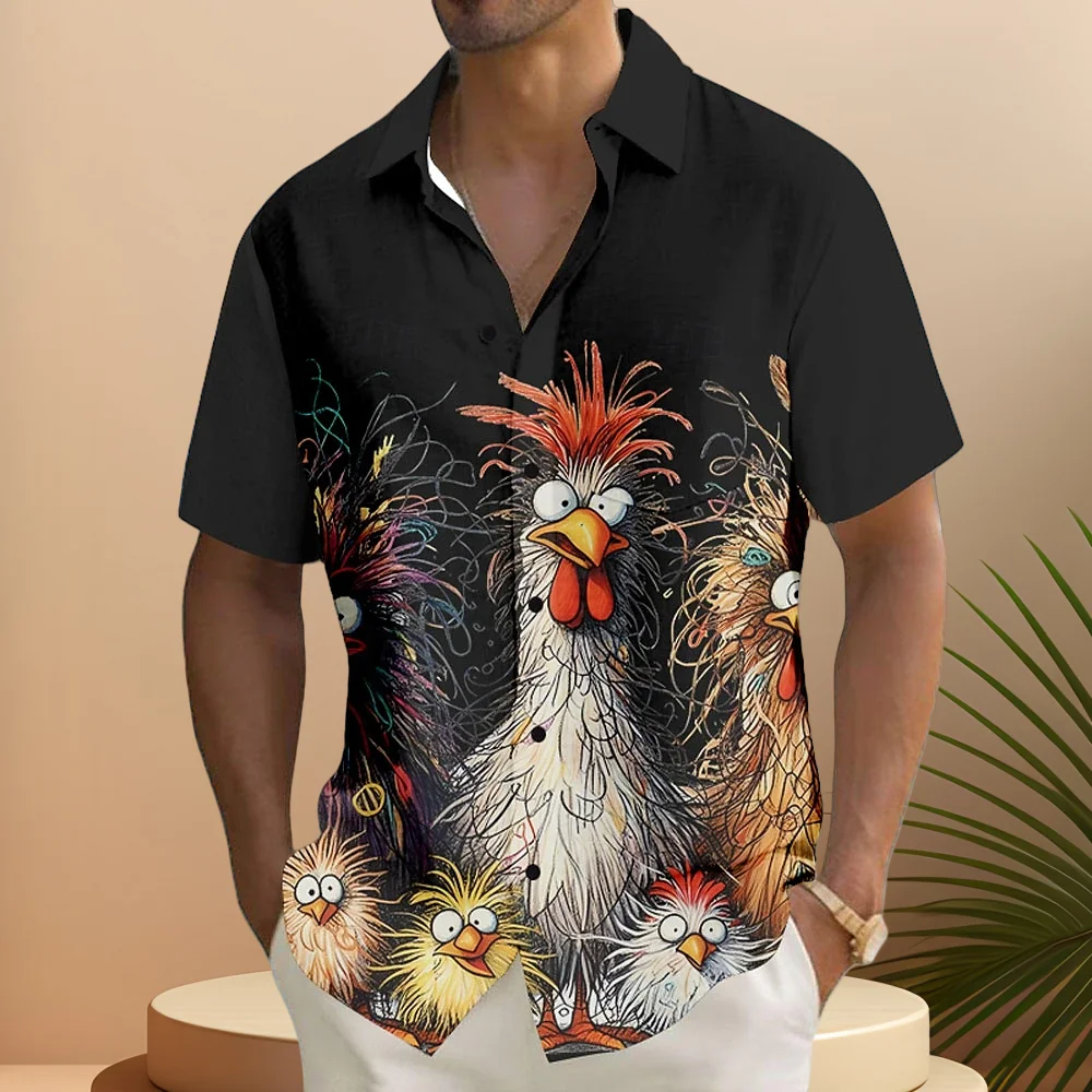 

2025 Summer Shirt Short Sleeve Summer Beach Wind Casual Tops Shirt Landscape Printed Pattern Large OverSize Loose Men's Clothing